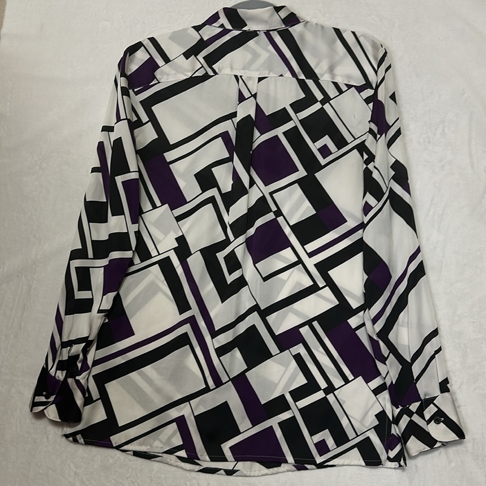 Lauren Ralph Lauren Colorblock Button Down Blouse Size Small - Picture 4 of 7